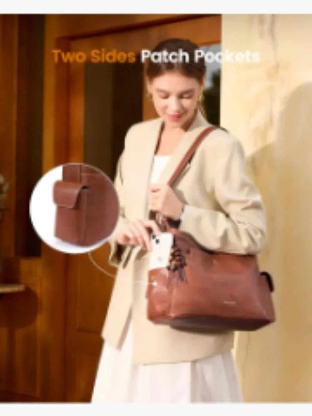 Hobo Crossbody Purse Faux Leather with Tassel Charm